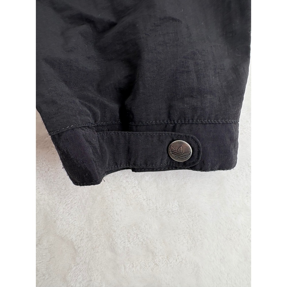 Adidas Windbreaker Jacket XL Black Full Zip Mock Neck Trefoil Logo Drawstring - Picture 5 of 10